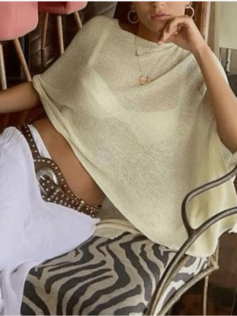 Light yellow Knit Poncho Top